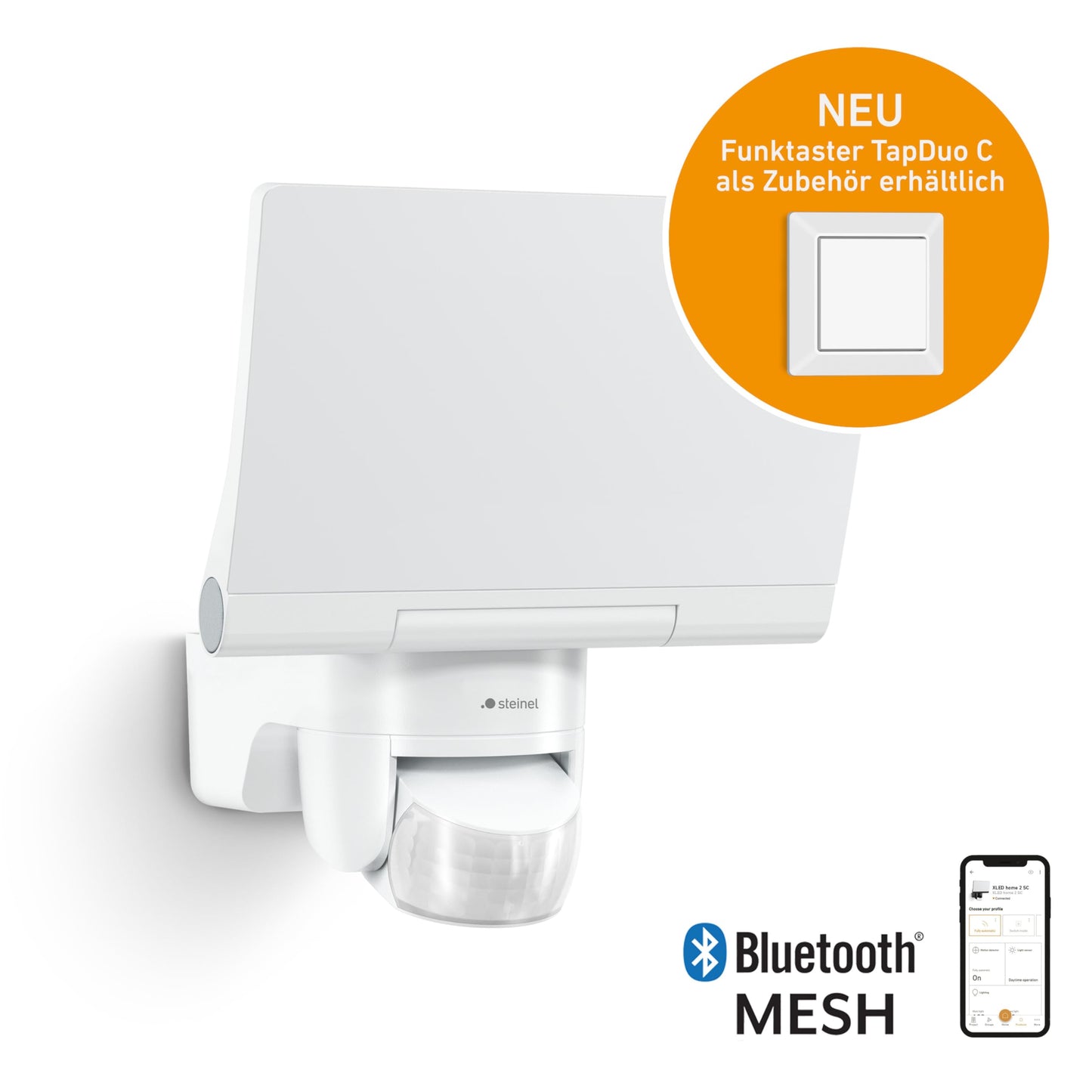 Steinel LED spotlight XLED Home 2 SC Connect, 180° motion detector, 13.8 W, smart wall spotlight, fully swiveling, 3000 K, 1550 lm, white - 065454