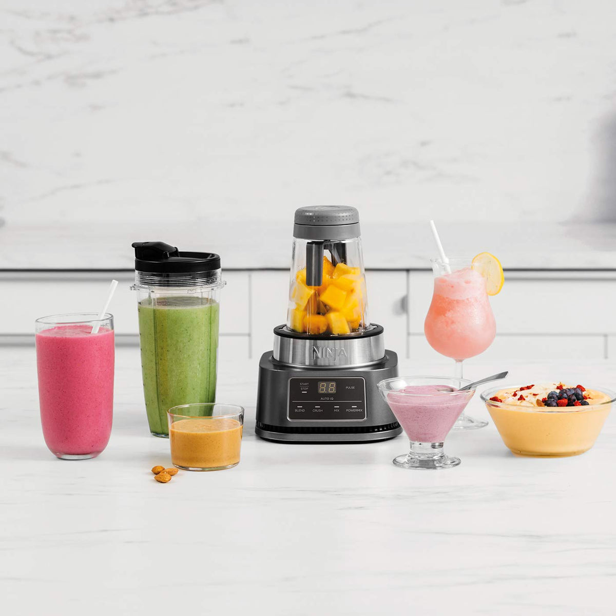 Ninja Foodi Power Nutri Mixer, 2-in-1, Smoothie-Bowls Maker, 1100 W, Argintiu - CB100EU