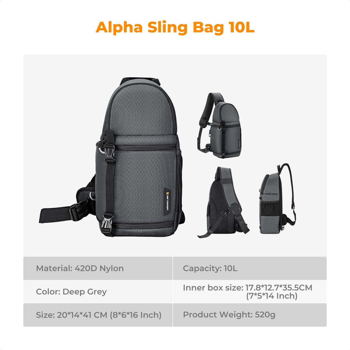 K&F CONCEPT Camera Shoulder Bag, Waterproof Camera Bag, Photography Daily Travel Camera Bag, Bags Photographer Photo Backpack, Grey - KF13.199V1