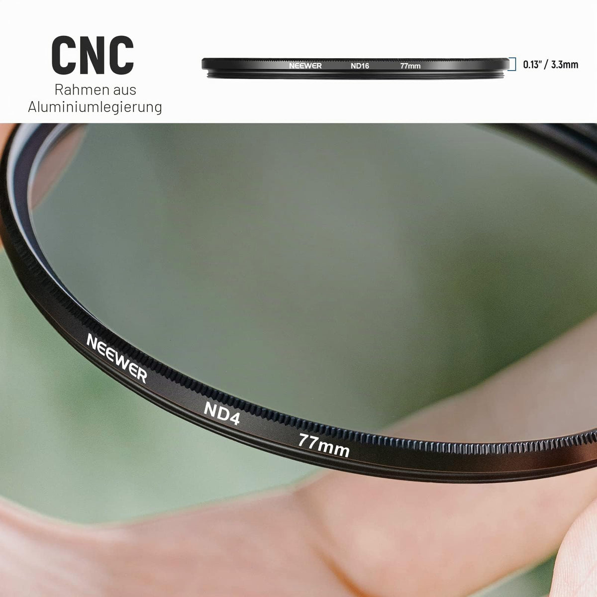 Set de filtre ND NEEWER 77 mm ND2 ND4 ND8 ND16, stilou pentru curățarea obiectivului, pungă de filtru, filtru gri și set de accesorii, compatibil cu camerele DSLR Canon Nikon Sony Panasonic cu obiectiv de 77 mm - NW