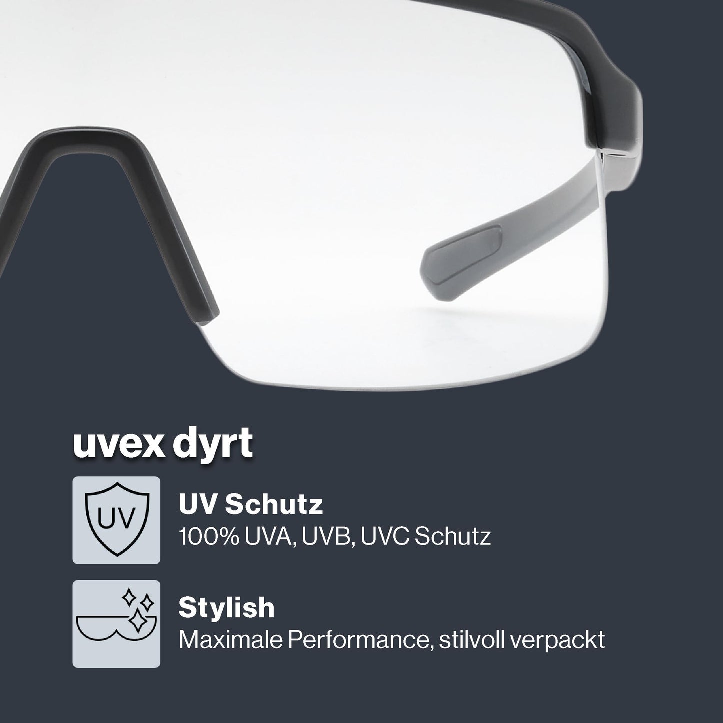 Uvex dyrt sports glasses, black matt/transparent, one size - S533095