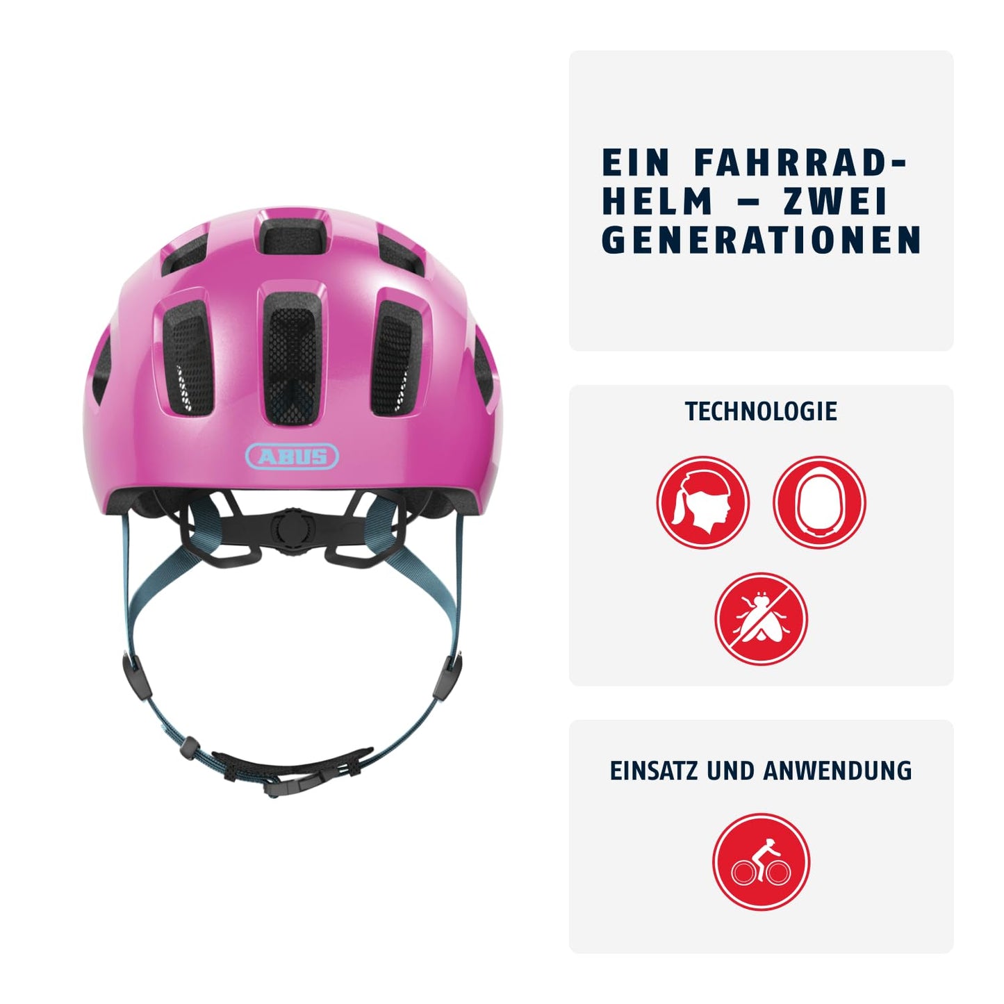 ABUS Youn-I 2.0 bicycle helmet - with light for children, teenagers and young adults - for girls and boys - pink (sparkling), size S - 40164