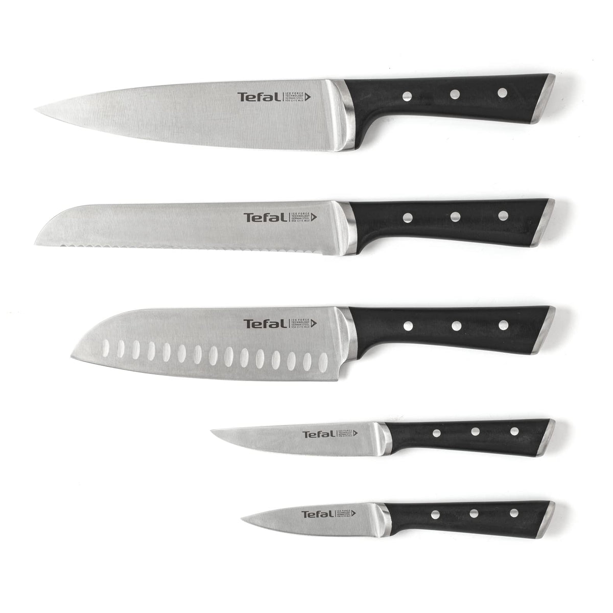 Bloc de cuțite Tefal Ice Force din lemn, 5 cuțite, cuțit de pâine 20 cm - K232S574