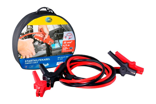 HELLA jumper cable - car jumper cable - 4.5 meters - starter cable for petrol and diesel engines - with carrying bag - 8KS 236 691-001