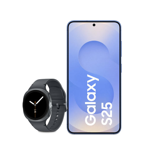 Samsung Galaxy S25 AI smartphone with Galaxy AI, 12 GB RAM, 128 GB storage, navy, 3 year manufacturer's warranty + Galaxy Watch8 smartwatch