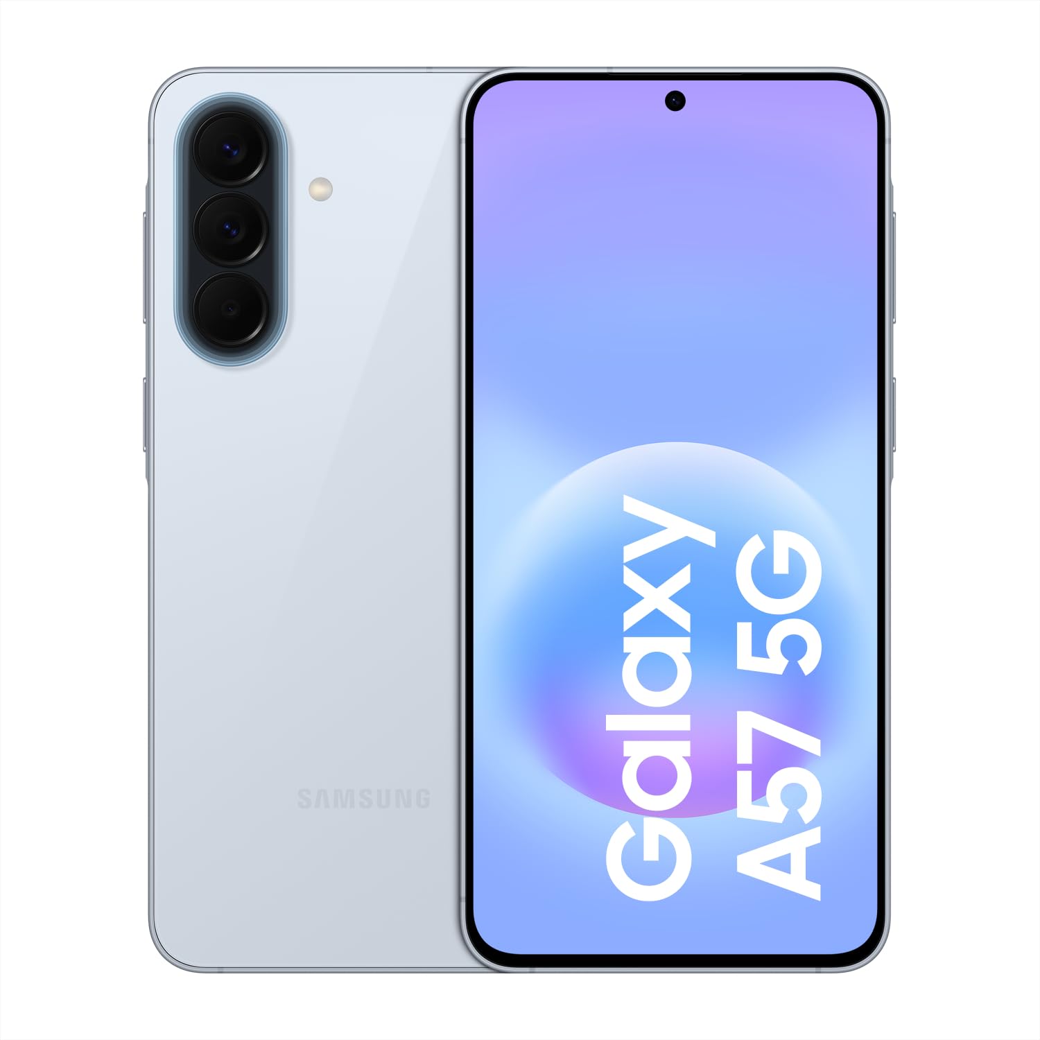 Samsung Galaxy A57 5G, slim AI smartphone, Awesome Intelligence, 128 GB storage space, 50 MP wide-angle camera, up to 2 days battery life, IP68, Awesome Icyblue, 2.5 year manufacturer's warranty - SM-A57