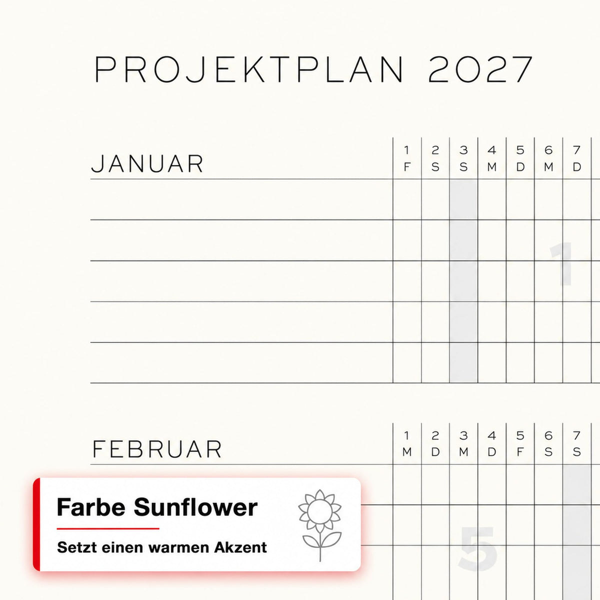 LEUCHTTURM1917 Calendar săptămânal 2027 mediu (A5) cu carnet - Jurnal german, floarea soarelui, copertă moale, ianuarie-decembrie 2027, prezentare generală săptămânală în stânga + pagină cu note în dreapta - 400070