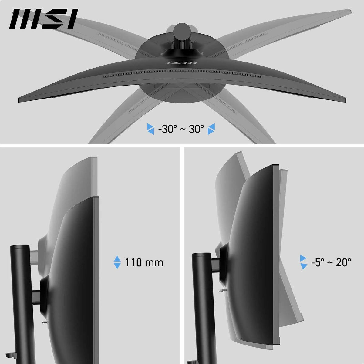 MSI Modern MD342CQP PC Monitor 34 Inch UWQHD Curved 1500R – VA Display 3440 x 1440, KVM, PiP/PBP, Wide Color Spectrum, Eye Comfort, Integrated Speakers, 3-Axis Adjustable – HDMI 2.0b, DP