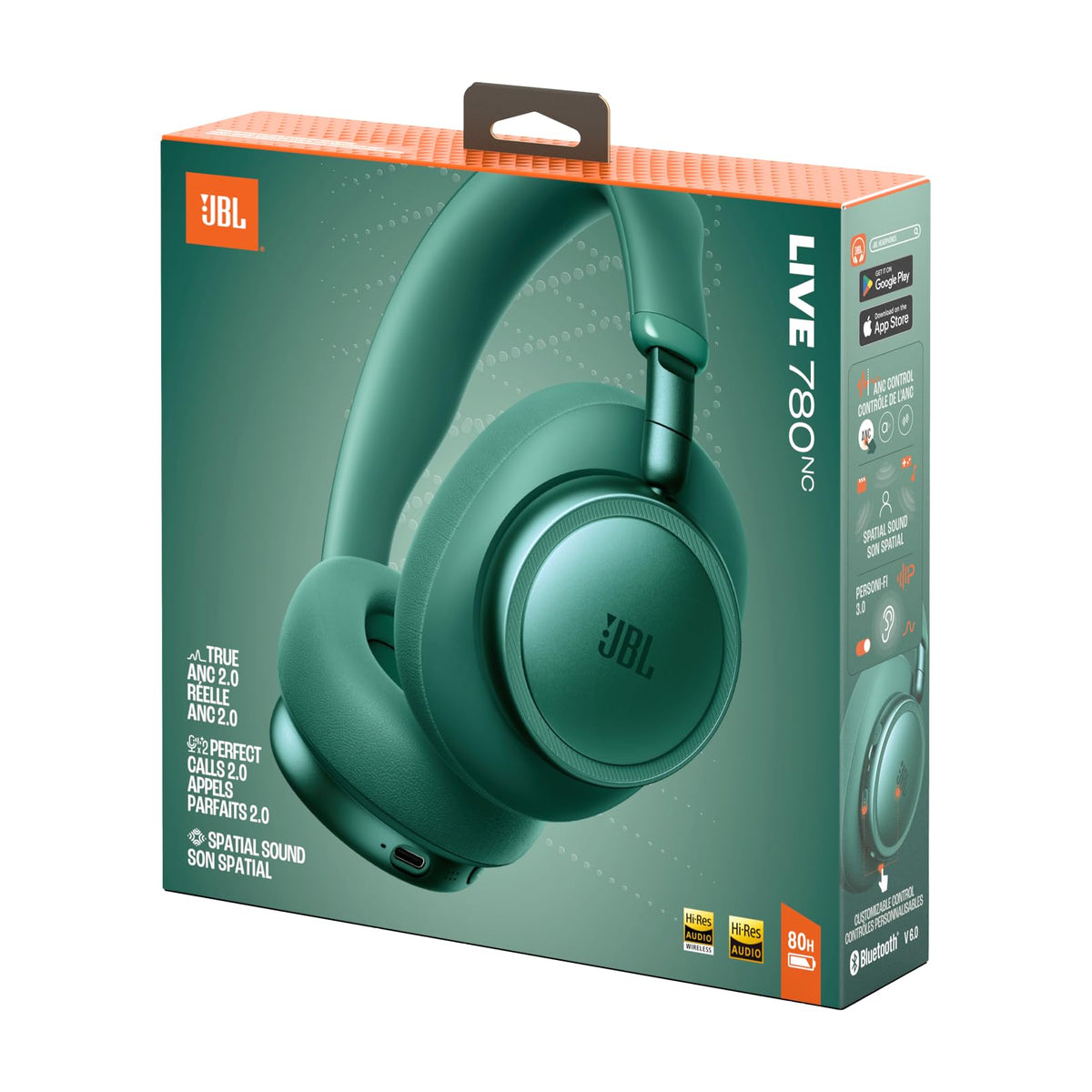 JBL Live 780NC Wireless Over-Ear Headphones with Noise Cancelling, Green - JBLLIVE780NCGRN
