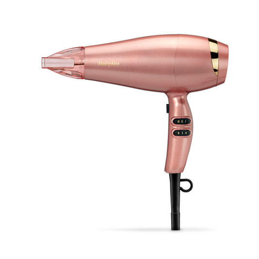 BaByliss Hair Dryer Rose Gold – 2100W Professional Ionic Hair Dryer, lightweight travel hair dryer, quick drying with ceramic technology, 3 temperature settings and 2 speed levels, Silver, 5336PE - 5336PSDE