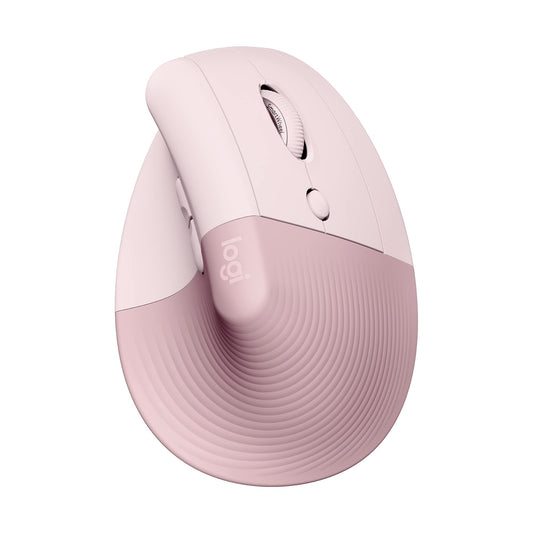 Logitech Lift Vertical Ergonomic Mouse, Wireless, Bluetooth or Logi Bolt USB Receiver, Quiet Clicks, 4 Buttons, Compatible with Windows/macOS/iPadOS, Laptop, PC - Pink - 910-006478