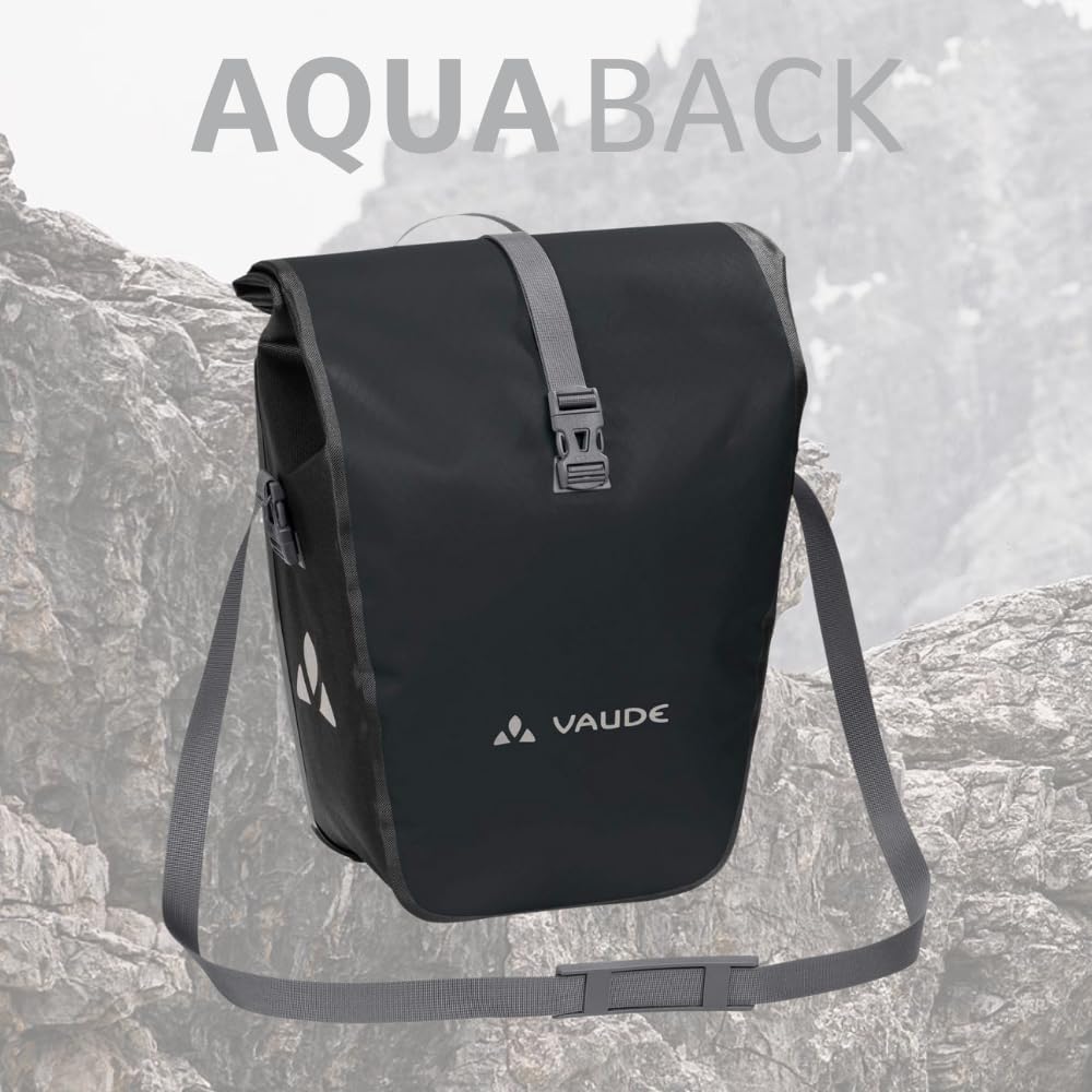 VAUDE bicycle bag for luggage rack Aqua Back Single 1 x 24 L in black, rear wheel bag waterproof, bicycle luggage rack bag at the back, easy attachment - Made in Germany - 12413