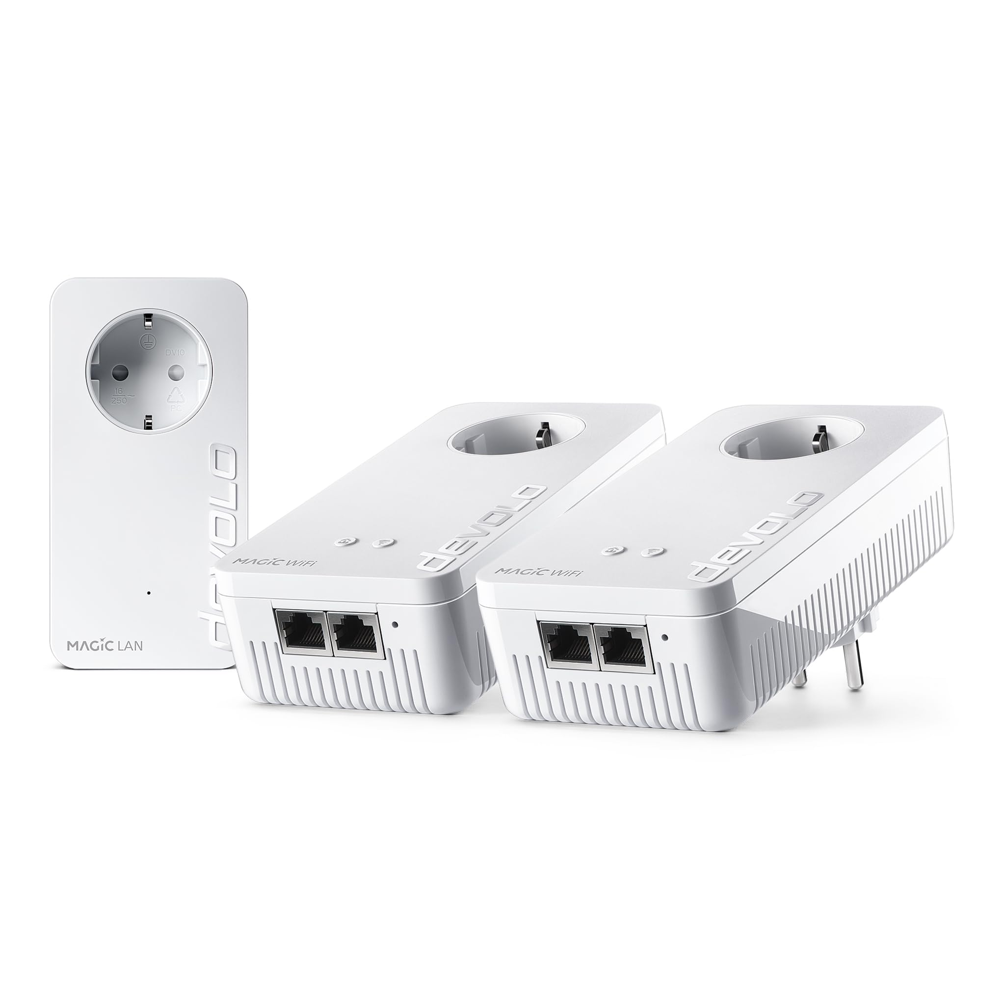 devolo Magic 2 WiFi next Multiroom Kit, WiFi powerline adapter, up to 2,400 Mbit/s, mesh WiFi socket, 2x Gigabit LAN, access point, dLAN 2.0, white - 8635