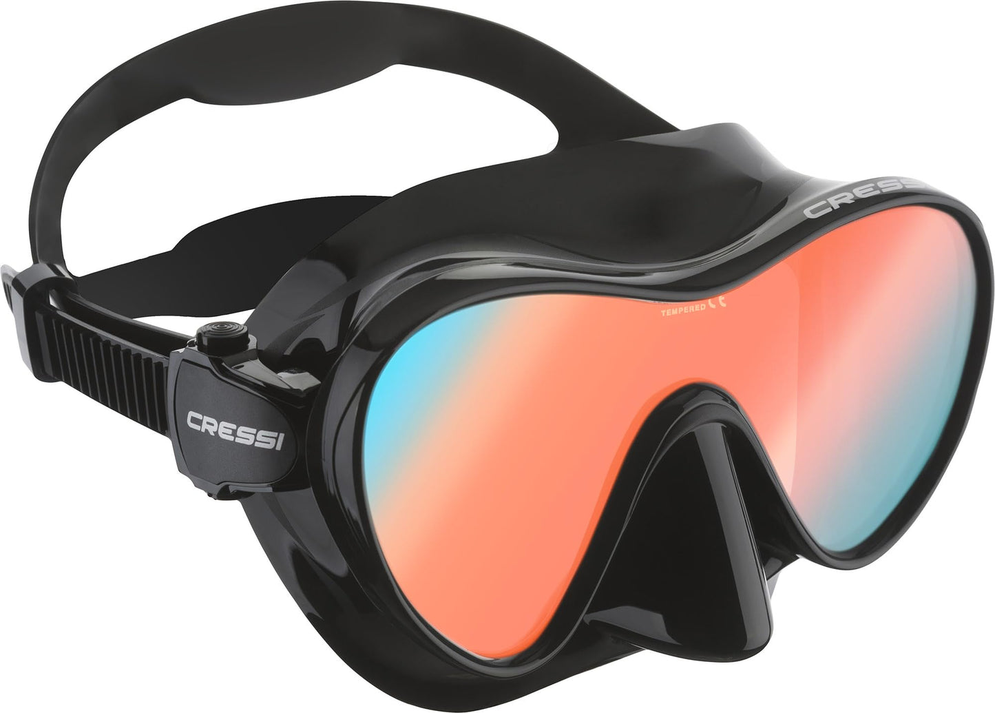 Cressi Frameless Diving Mask F1 - Fog-free Glass Lens, Diving Goggles - Ergonomic Silicone Rim, Snorkel Mask - Dry Snorkel & Snorkel Set - Black/Blue Ultravision Lens - Mask - ZDN282150