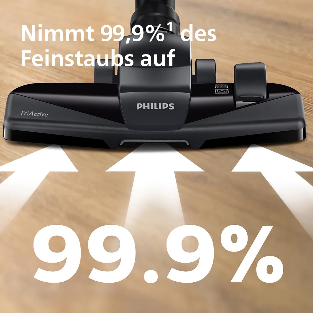 Philips PowerPro Compact vacuum cleaner - lightweight, bagless, 900 W suction power, TriActive nozzle for hard floors and carpets, allergy H13 HEPA filter, PowerCyclone 5 technology (FC9332/09)