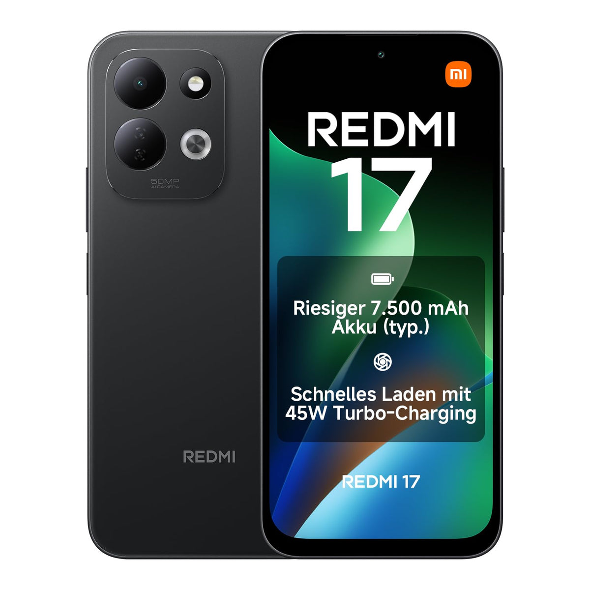 REDMI 17, Smartphone 4+256 GB, Negru, 7500mAh Akku, 45W TurboCharge-Laden