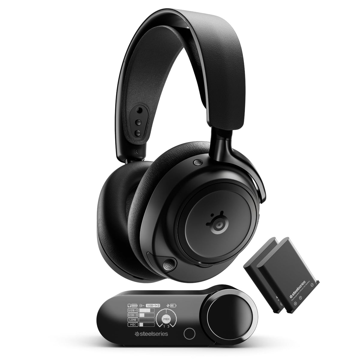 SteelSeries Arctis Nova Elite - Hi-Res Wireless Gaming Headset – 96 kHz/24 Bit – Carbon Fiber – ANC – AI Noise Cancellation – App – 2.4 GHz + BT – Multi-Source Mix – OmniPlay PC+PS+Xbox - Black - 61661