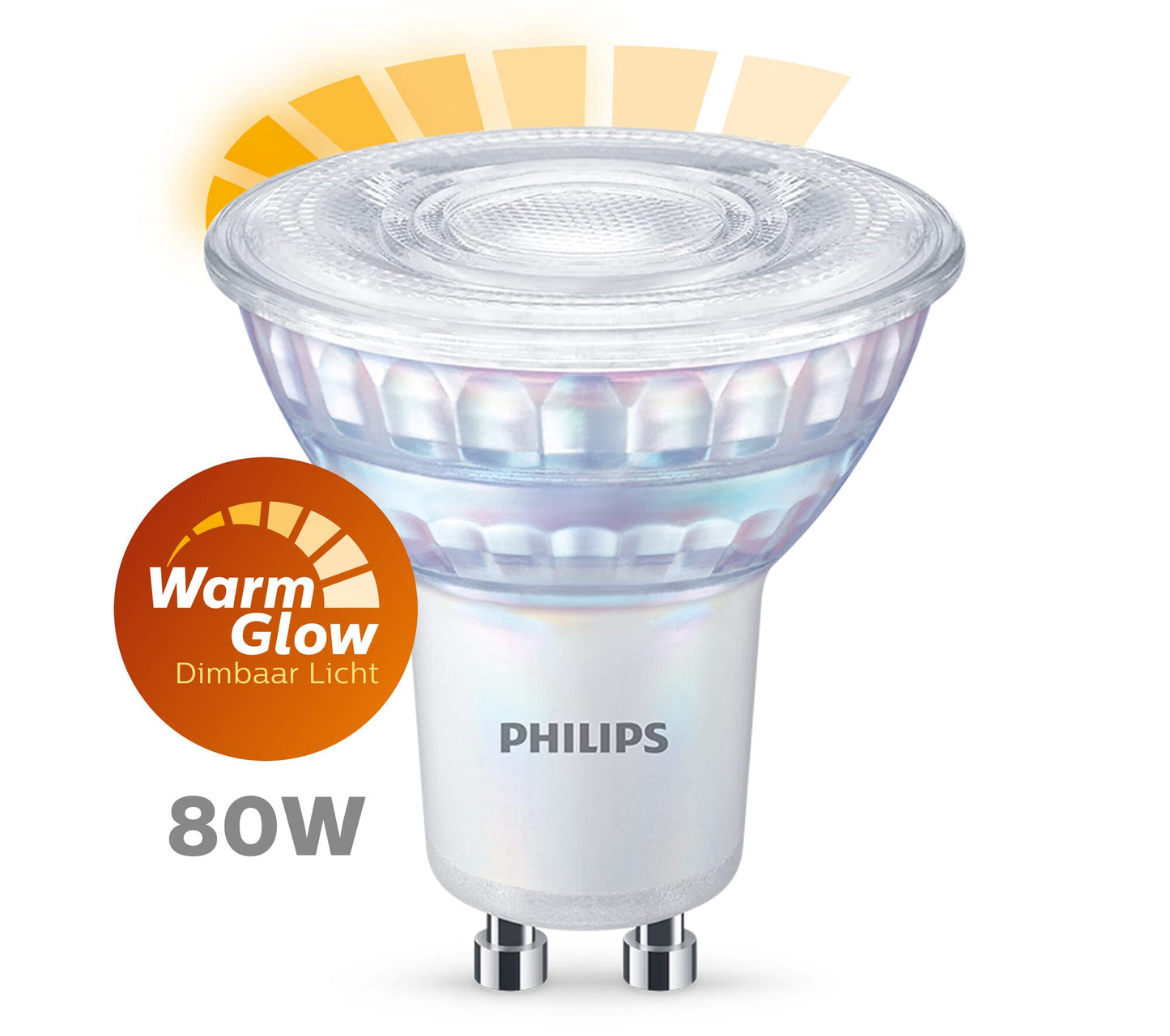 Philips LED Classic GU10 lamp Warm Glow (80 W), dimmable reflector LED spot with warm white light, energy-saving lamp with long service life, Warmglow dimmable - 929002065903