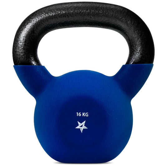 Yes4All WEAW Neoprene Coated Kettlebell, Strength Training Kettlebells - 16KG Dark Blue