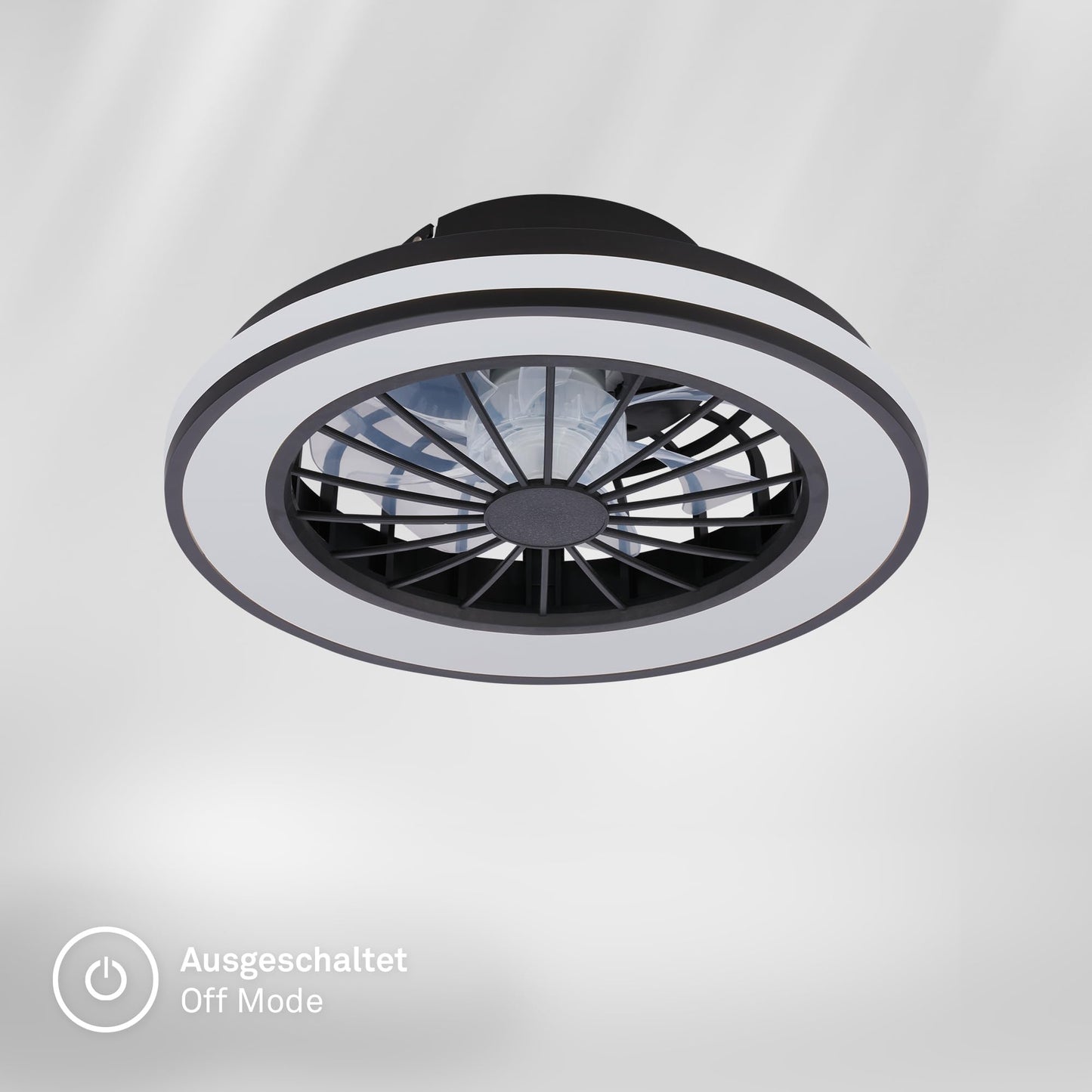 BRILONER - LED ceiling fan with lighting, remote control, quiet DC motor, 5 speeds, CCT, dimmable, lamp with fan, LED ceiling light, ceiling lamp fan, 38 cm, black - 3970015