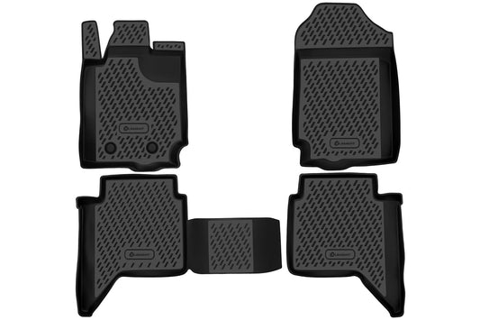 Element 3D rubber floor mats suitable for Ford Ranger | Mk3 | 4 doors | 2011-2024 | 100% custom-fit all-weather floor mats made of TPE, high edge, waterproof, non-slip, odorless - FORD