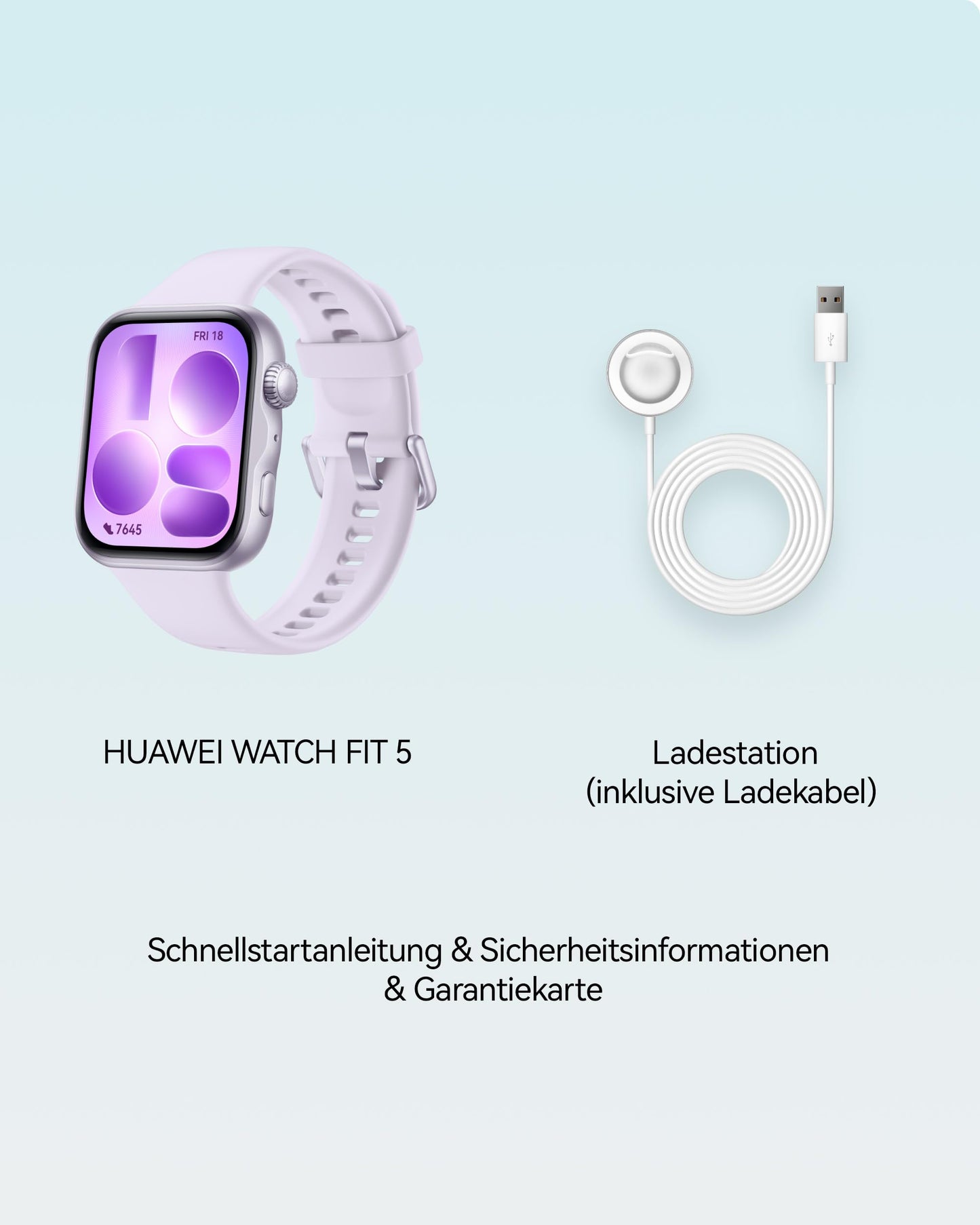 HUAWEI Watch FIT 5 Smartwatch, GPS, 1.82″ display, sports watch with sleep tracker, NFC payment, fall detection, health management, up to 10 days battery, 5 ATM, for iOS & Android, 100+ workouts, purple - Niki-B19F