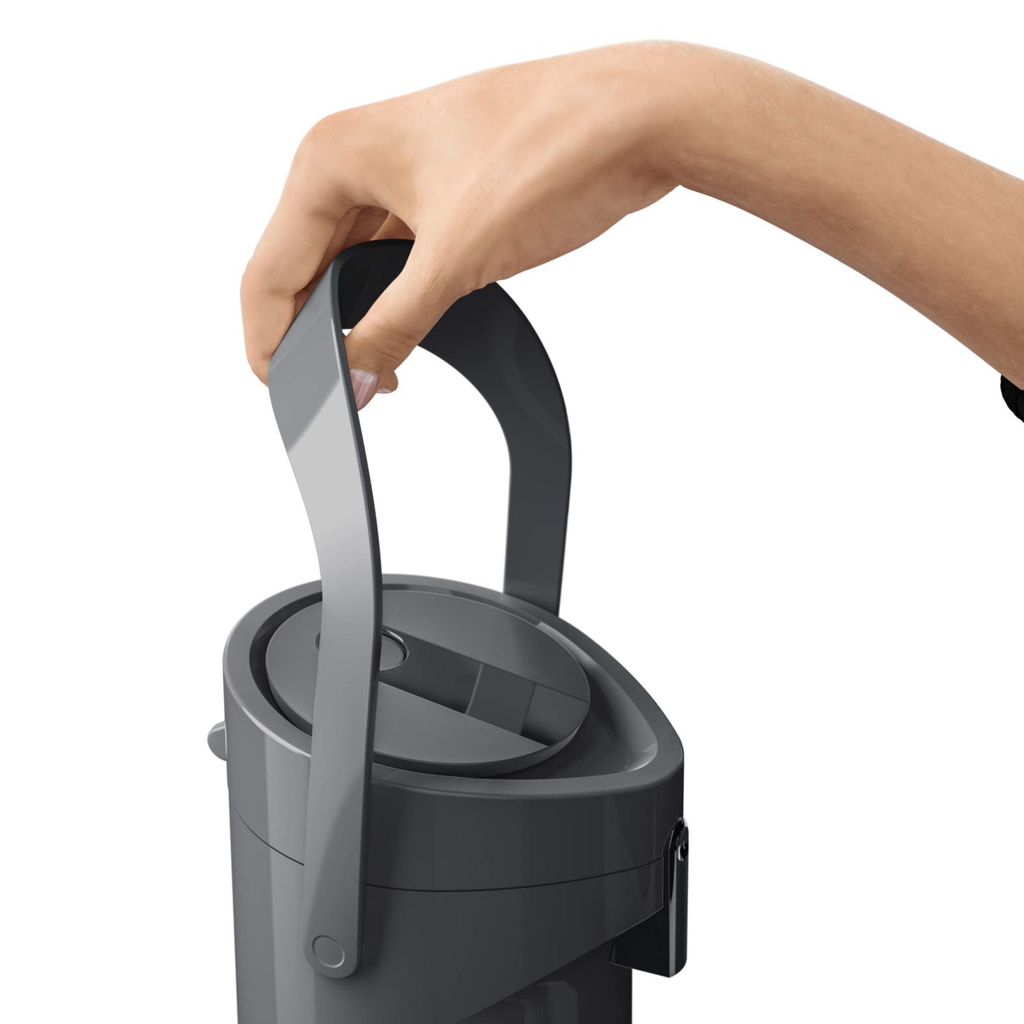 Emsa 515706 Ponza pump vacuum jug, thermos bottle, 1.9l filling volume, insulated cup, pressure lever, removable drip tray, anthracite