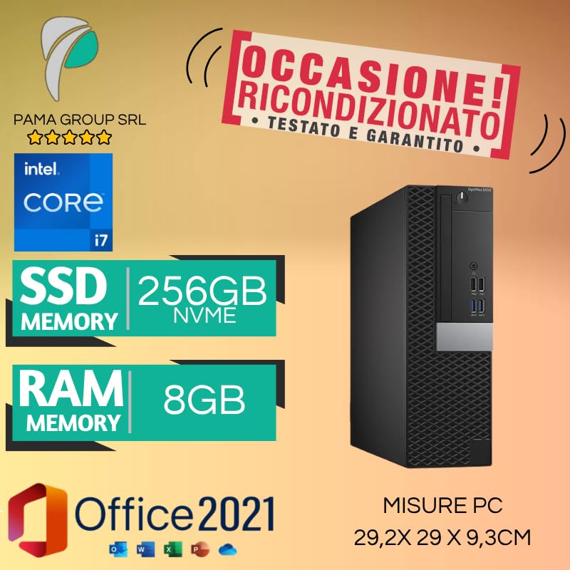 PC Computer Business, Desktop sff, ready for operation, Core i7 6th, RAM 8GB DRR4, SSD 256GB Nvme, Windows 11 and Office 2021, W-fi usb, warranty 12 months (refurbished) (i7|RAM 8GB|SSD 256GB) - i76700-32gb-1tera