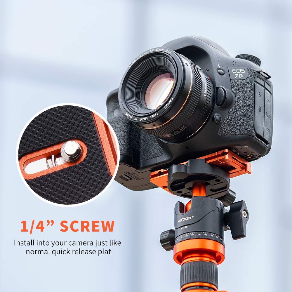K&F Concept CA02 Aluminum Multi Quick Release Plate, 2 in 1 Professional Camera Quick Release Plate, for Tripod, Camera, Cell Phone, Orange