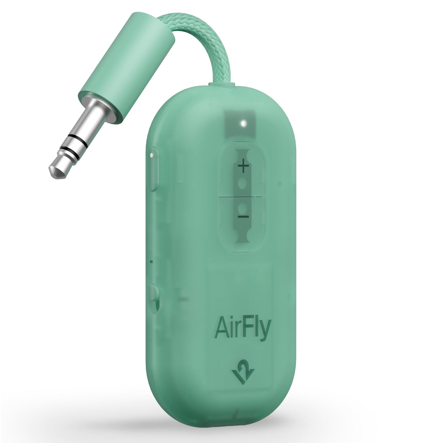 AirFly Pro 2 - Bluetooth Adapter for Airplane, Pair 2 AirPods or Wireless Headphones - 3.5mm AUX Bluetooth Transmitter for Cars, Boats, Treadmills, TVs - Airplane Travel Essentials, Mint Ice - TS-26112