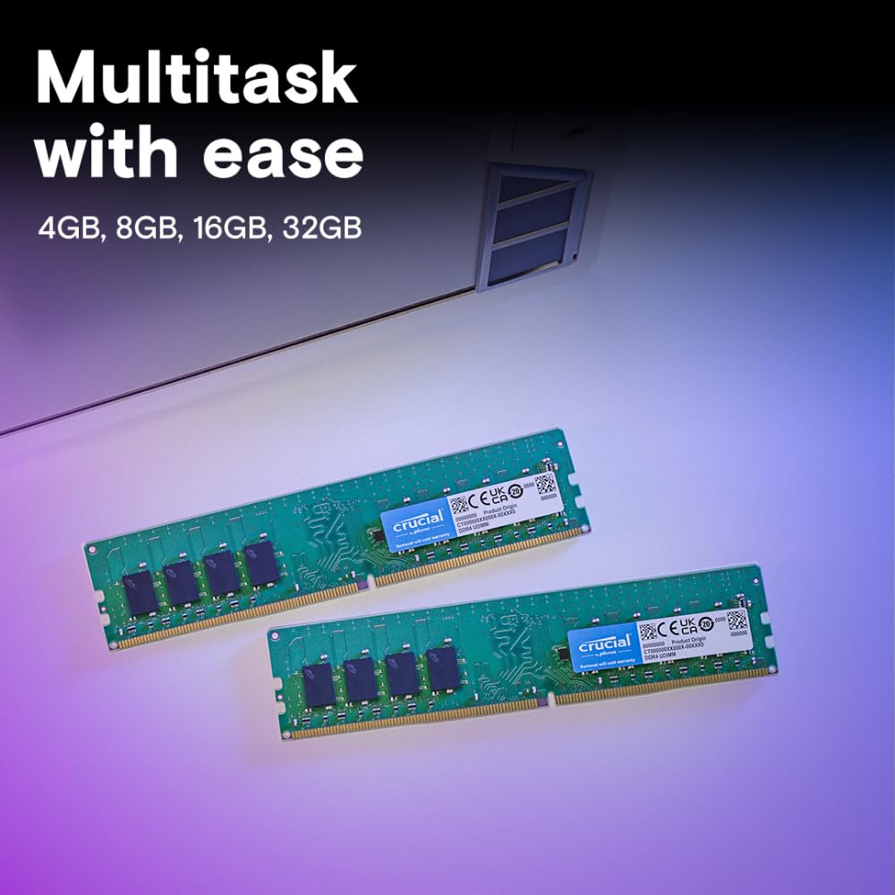 Crucial RAM 16GB DDR4 3200MHz CL22 (2933MHz or 2666MHz) Desktop Memory CT16G4DFRA32A