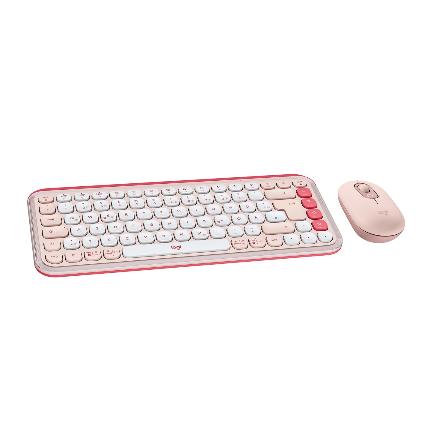Logitech POP ICON Combo, Bluetooth Keyboard Mouse Set, Comfortable Typing, Programmable Buttons, Quiet Clicks, Easy Switch for up to 3 Devices - Pink - 920-013108