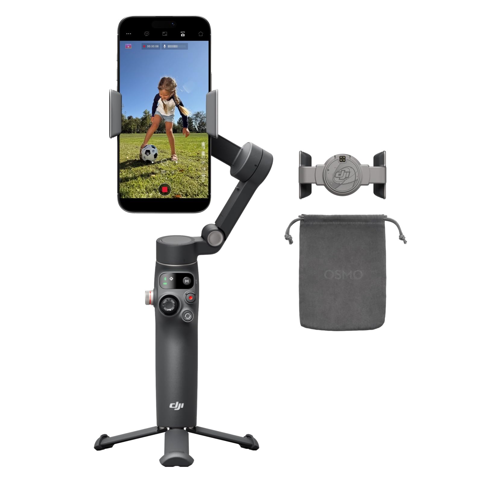 DJI Osmo Mobile 8 standard combo, gimbal stabilizer for smartphones, native AI tracking, 360° pan rotation, extension rod & tripod integrated, 10 hour battery - 190021165779
