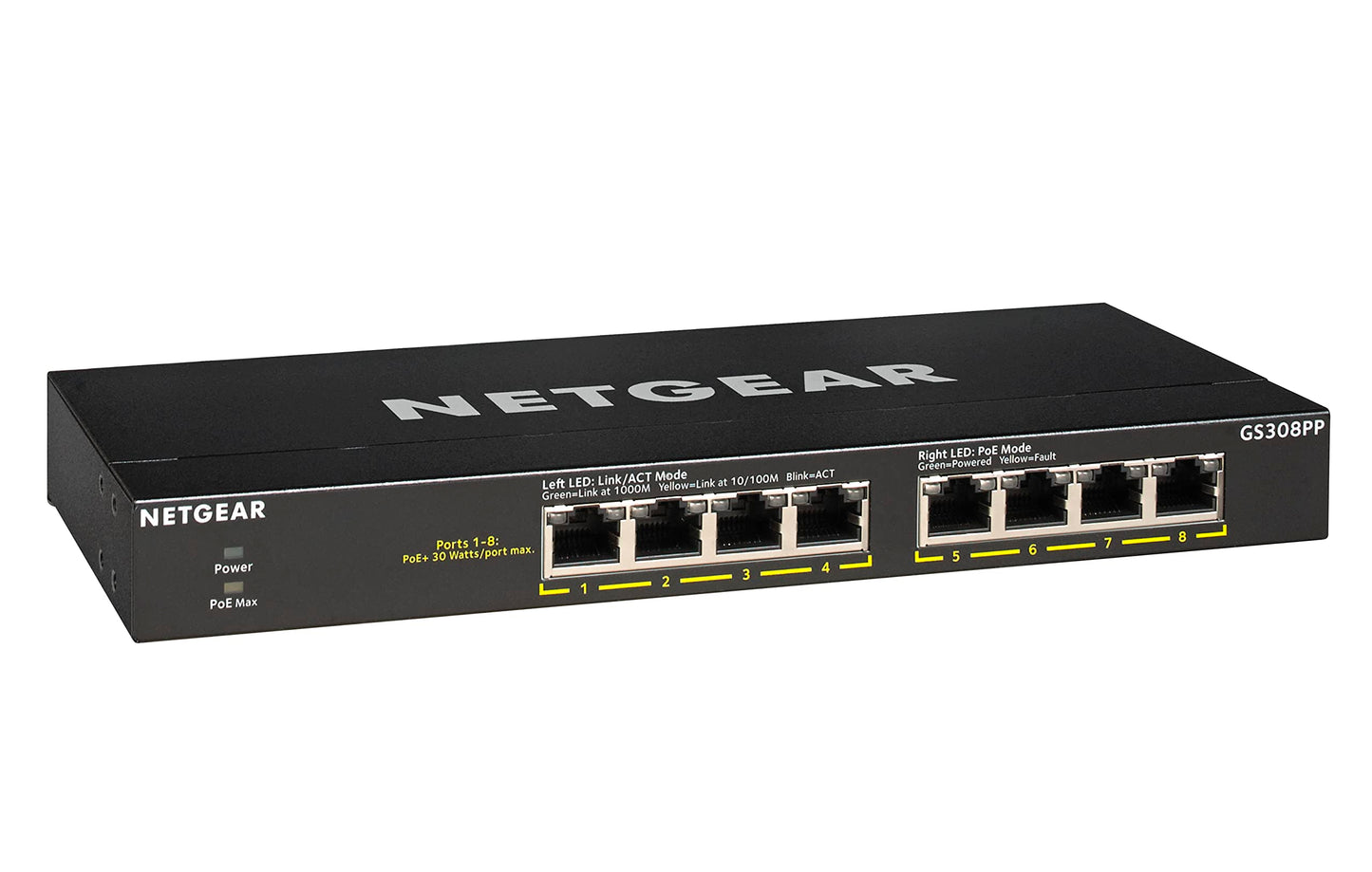 NETGEAR 8-Port Gigabit Ethernet Unmanaged Essentials PoE+ - GS308PP-100EUS