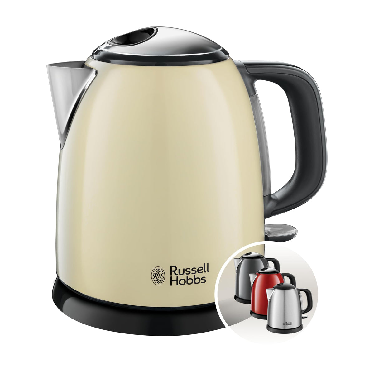 Russell Hobbs Fierbător de apă, 1,0 l, Oțel inoxidabil Crem, Funcție de fierbere rapidă - 24993-70