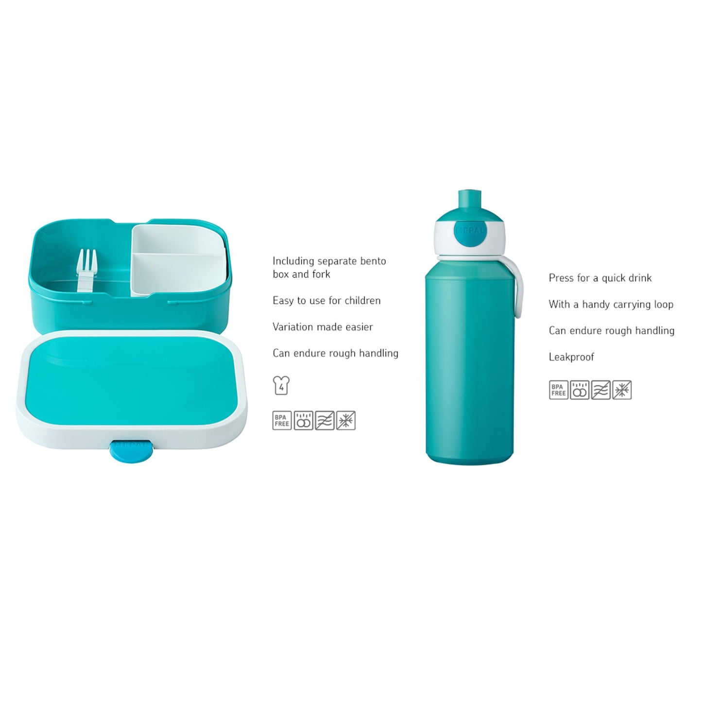 Mepal - Campus break set - Set for children with pop-up drinking bottle & lunch box - Lunch set for school or on the go - Dishwasher safe - 400 + 750 ml - Frozen friends - 107410165416
