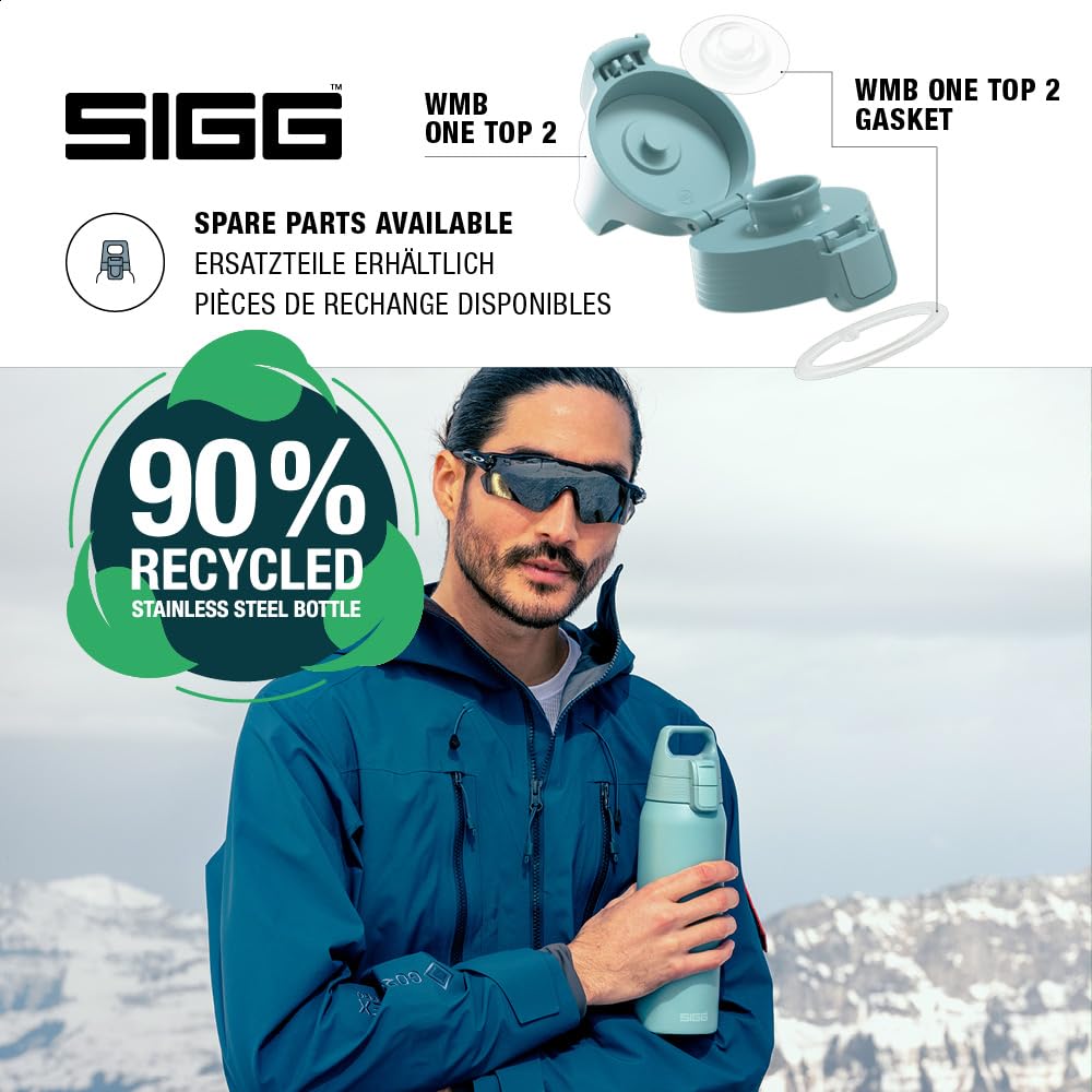 SIGG - Insulated drinking bottle - Thermos bottle Shield Therm One Morning Blue carbonated drinks - Leak-proof - Dishwasher safe - BPA-free - 90% recycled stainless steel - Gray blue - 0.75L - 6020.80