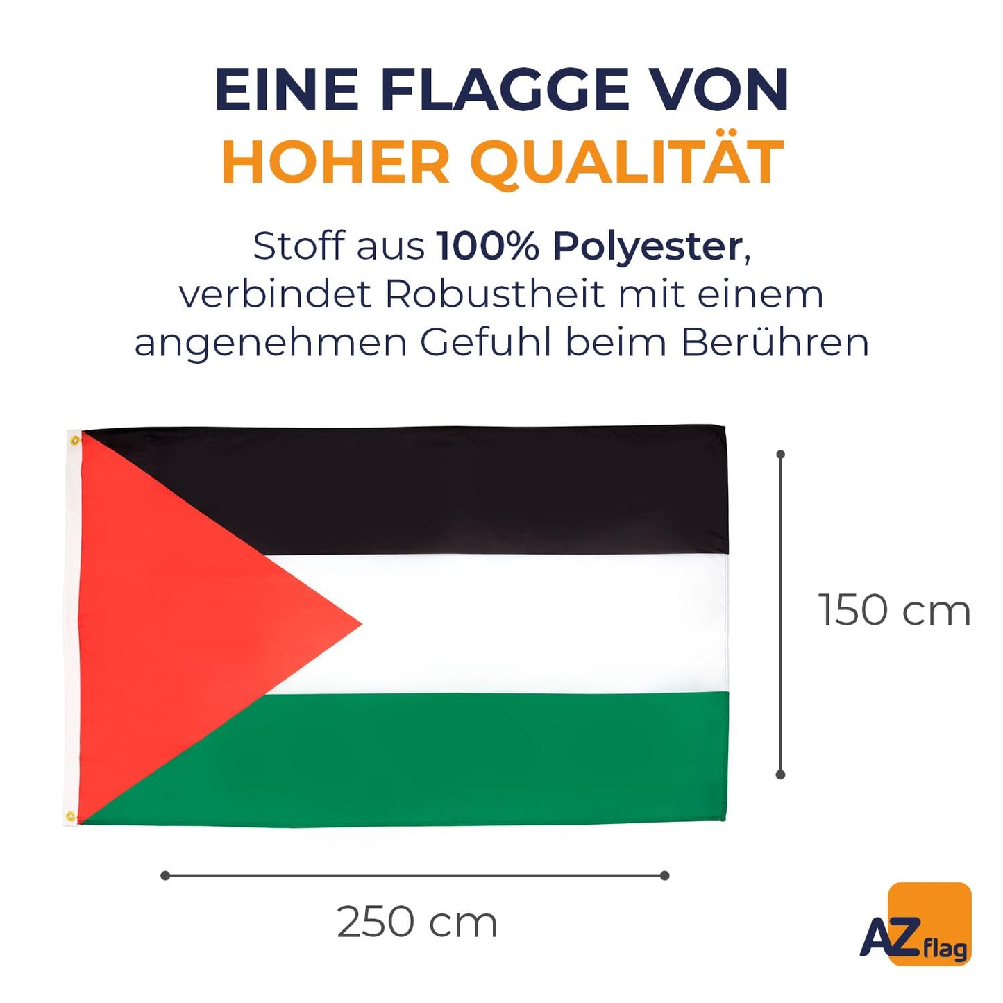 AZ FLAG - Flag of Palestine - 250x150 cm - Large Palestinian flag 100% polyester with brass eyelets - 300g - K_155