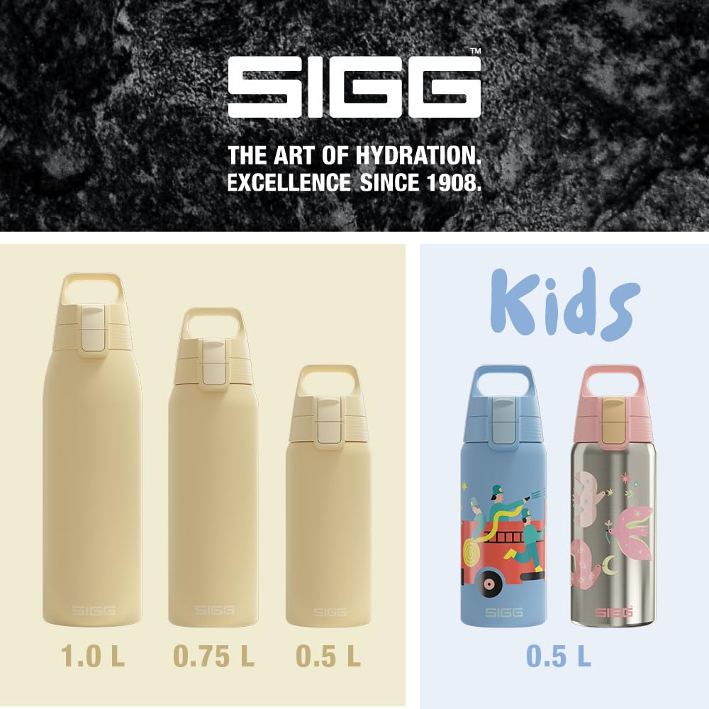 SIGG - Insulated drinking bottle - Thermos bottle Shield Therm One Opti Yellow carbonated drinks - Leak-proof - Dishwasher safe - BPA-free - 90% recycled stainless steel - Light yellow - 0.75L - 6021.10