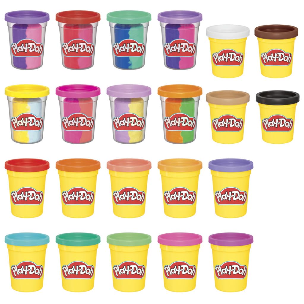 Play-Doh rainbow color pack with 22 cans, many for crafting and kneading, perfect as a birthday gift for children - F9820