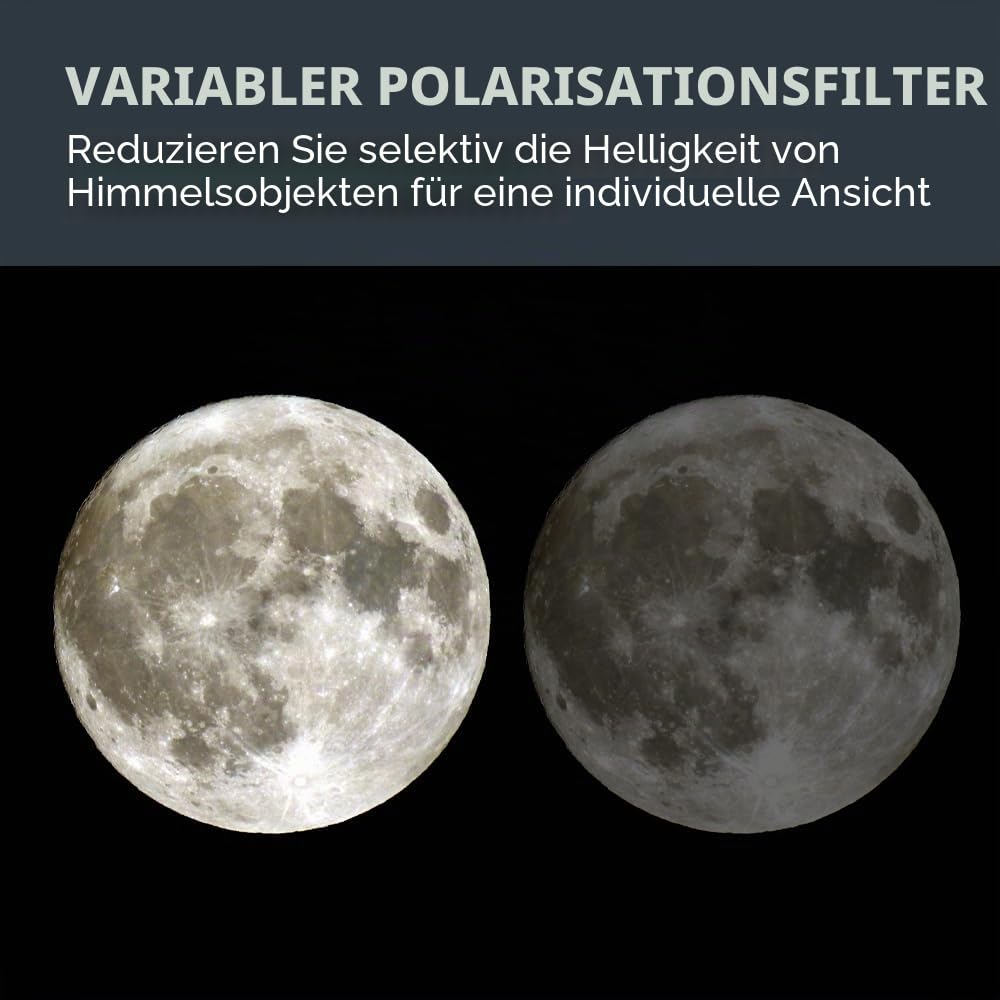 Celestron 94107 Variable Polarizing Moon Filter - Reduces Brightness and Glare, Compatible with 1.25" Eyepieces and Suitable for Lunar, Venus & Double Star Observation, Black - 94107-CGL