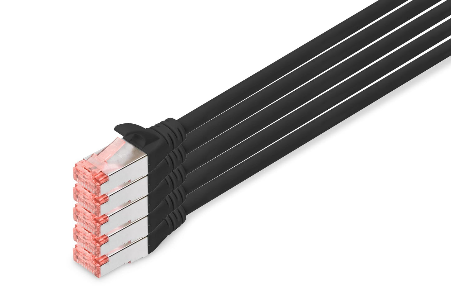 DIGITUS LAN cable Cat 6 – 10 m – 5 pieces – S/FTP shielded – black - DK-1644-100-BL-5