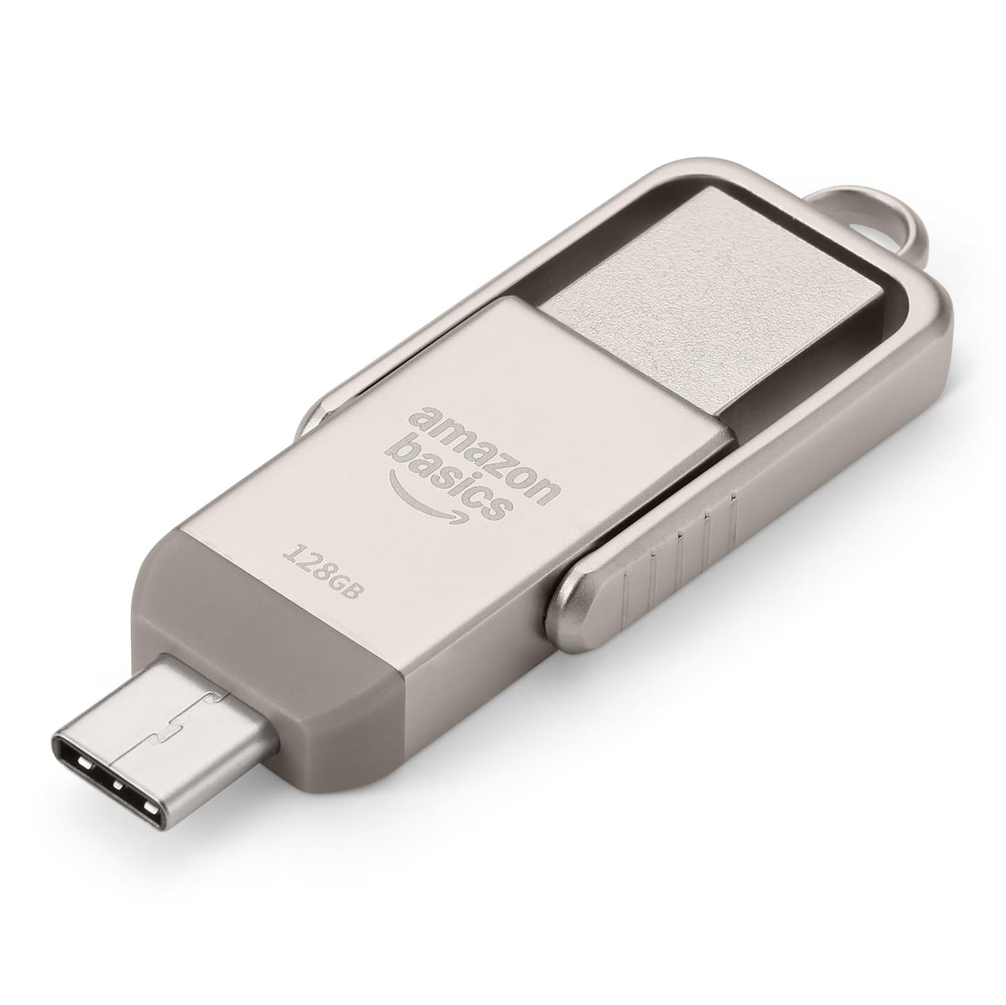 Amazon Basics USB memory stick, USB stick with two ports (USB-C and USB-A), 128GB, champagne silver - LS25USBC128G1
