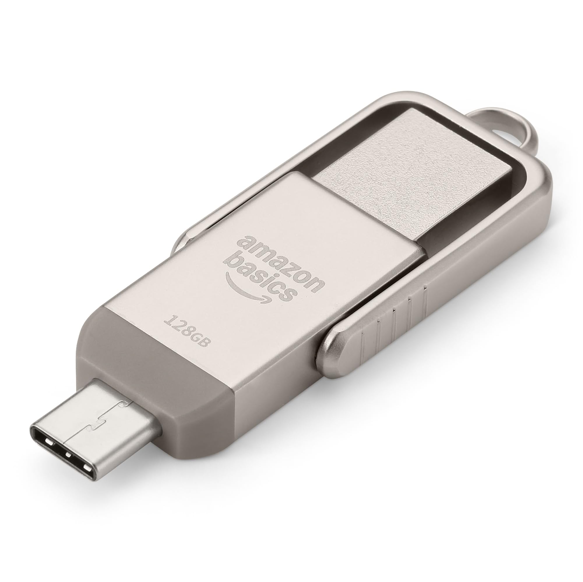 Amazon Basics USB memory stick, USB stick with two ports (USB-C and USB-A), 128GB, champagne silver - LS25USBC128G1