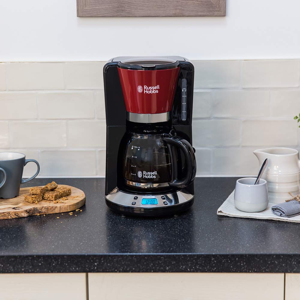 Russell Hobbs Filter Coffee Maker Colours+, Red, 1.25 l, 1 to 10 Cups - 24031-56