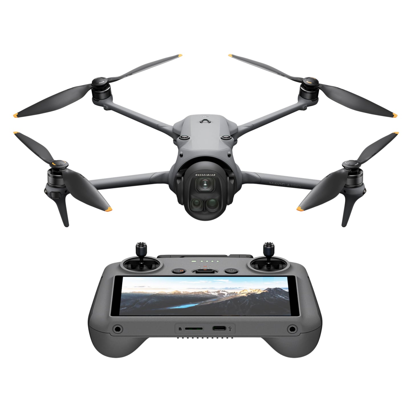 DJI Mavic 4 Pro drone with DJI RC 2, flagship triple camera drone with 100 MP 4/3 CMOS Hasselblad camera, camera drone for professionals, 30 km video transmission, 51 min. max. flight time - 6937224109933