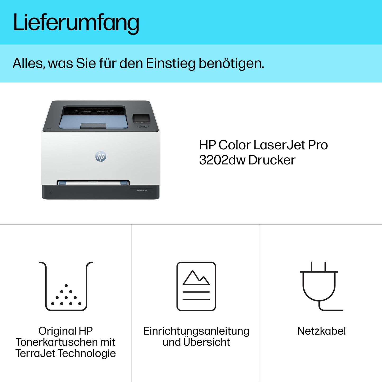 HP Color LaserJet Pro 3202dw color laser printer, automatic two-sided printing, high print speed, Wi-Fi, high-speed USB, Ethernet, Wolf Pro Security, designed for workgroups - 499R0F#B19