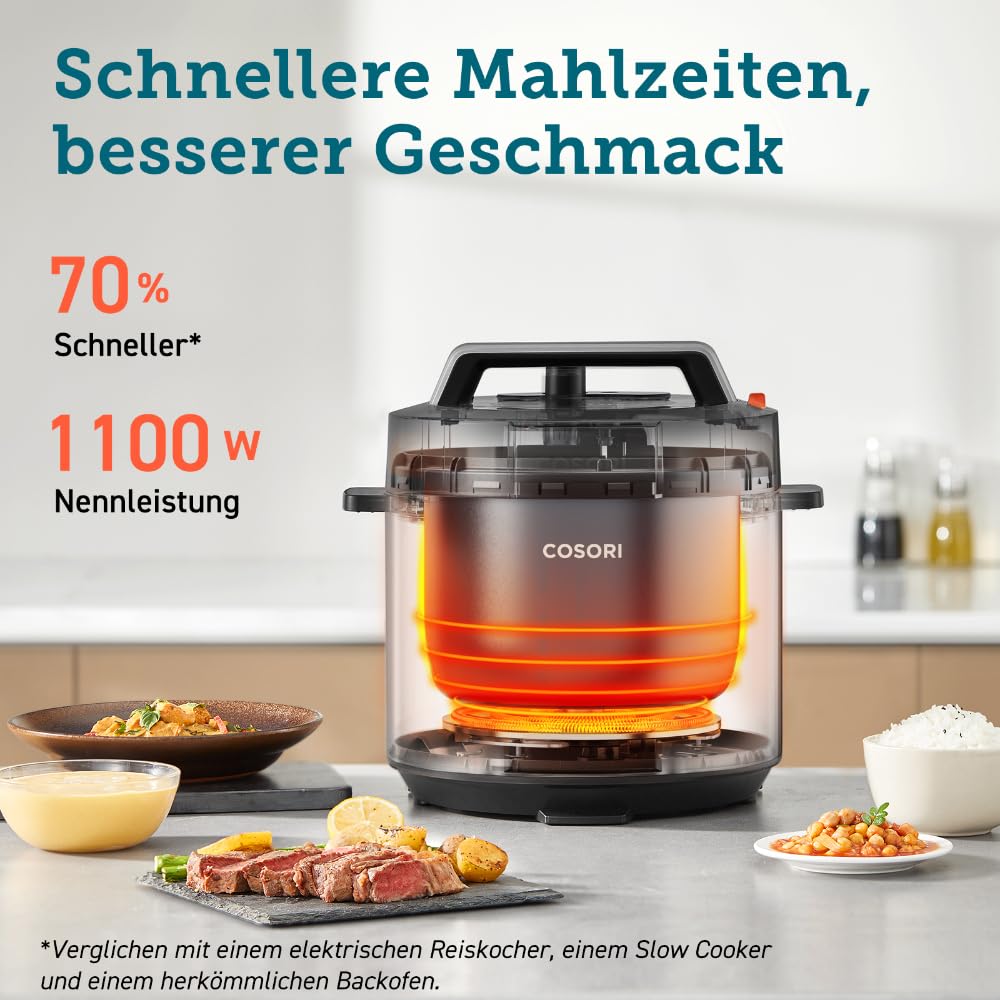 Cosori Schnellkochtopf, Pressure Cooker, Keramikbeschichtung, 5,7 L, 9-in-1 - CMC-CO601-SEU