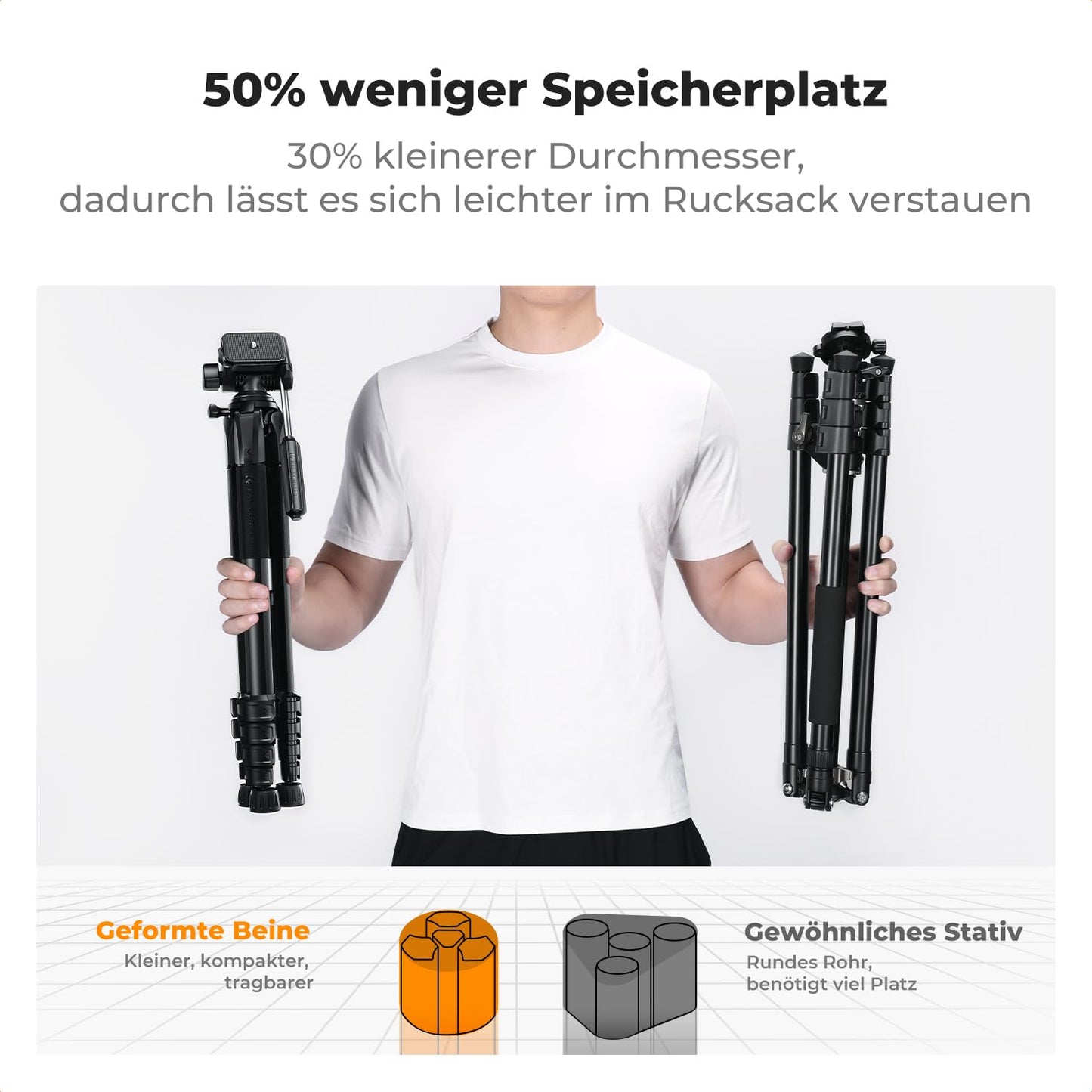 K&F CONCEPT aluminum camera tripod, 190cm lightweight tripod with bag - KF09.126