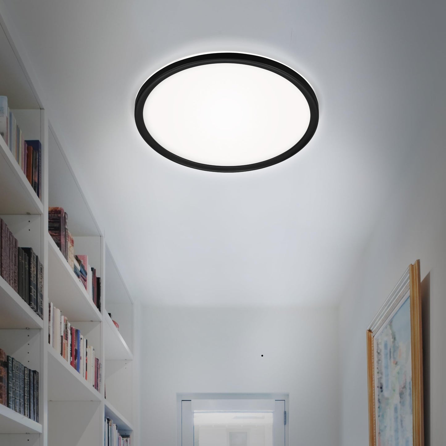 BRILONER - LED ceiling lamp with indirect light, flat, neutral white light color, lamp, ceiling light, living room lamp, LED panel, kitchen lamp, ceiling lighting, 42x2.9 cm, black - 7157-415